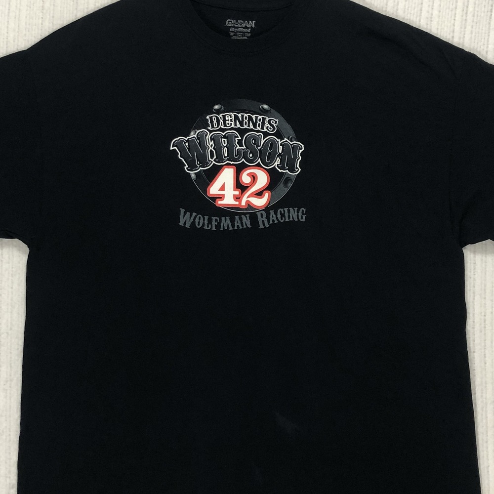 Gildan Dennis Wilson 42 Wolfman Miller Racing T-Shirt Mens XL Black Short Sleeve